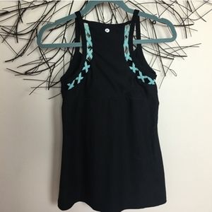 90 Degree by Reflex Sexy Athletic Blue and Black Athletic Tank Medium